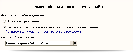 Режим обмена данными с Web-сайтом